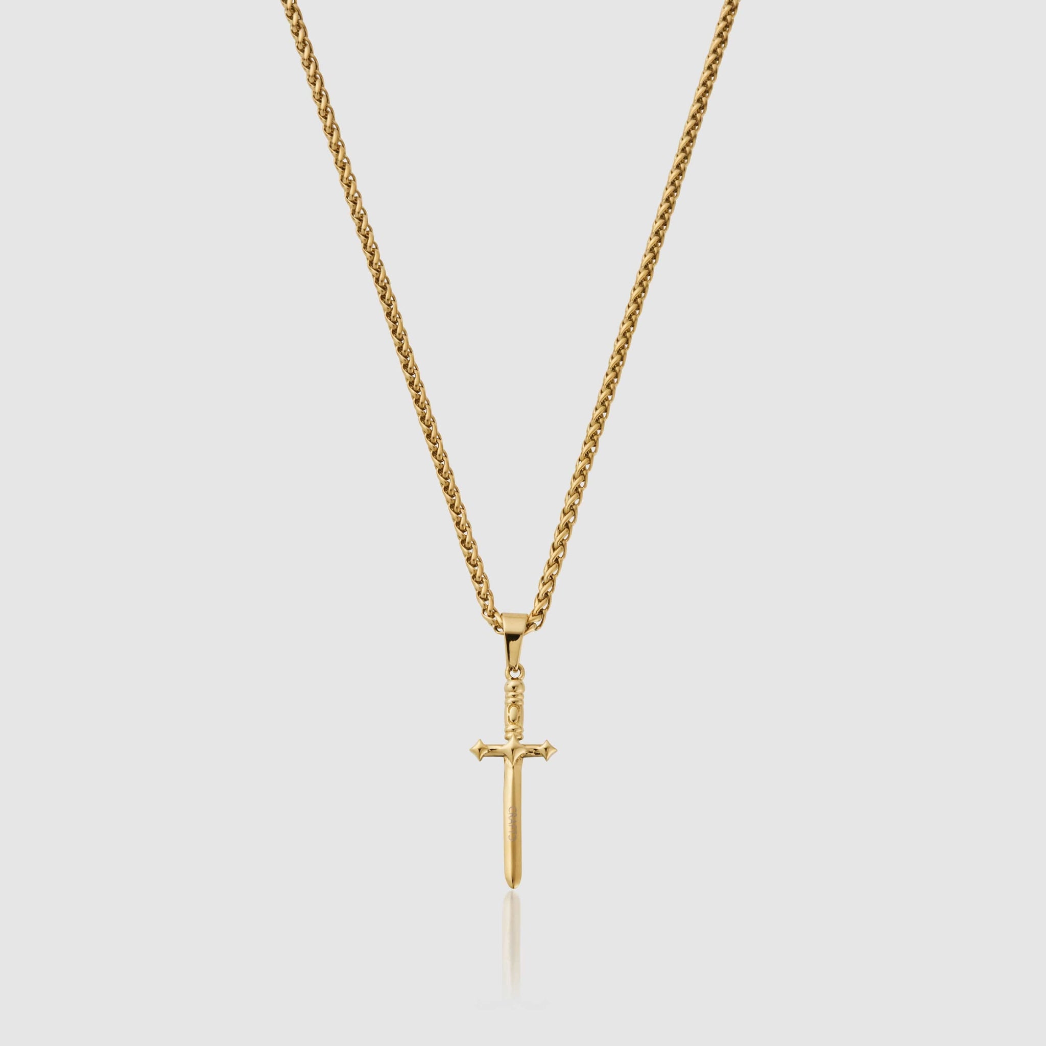 18K Gold Dagger Knife Charm Pendant Necklace