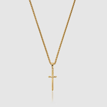 18K Gold Dagger Knife Charm Pendant Necklace