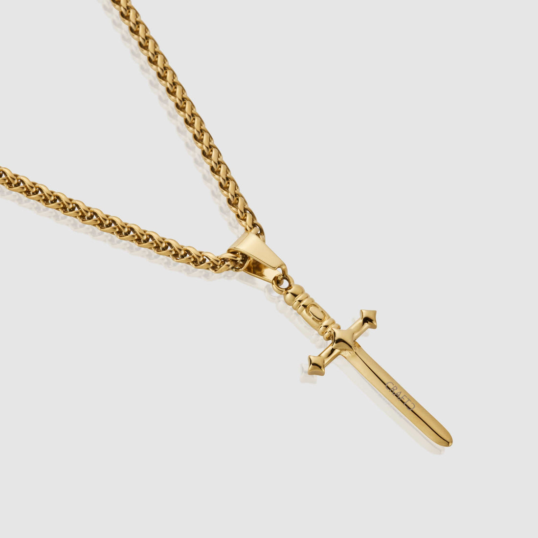 18K Gold Dagger Knife Charm Pendant Necklace