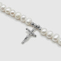 Crucifix Real Pearl Necklace (Silver) DVVX