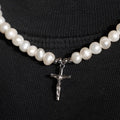 Crucifix Real Pearl Necklace (Silver) DVVX