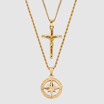 north-star-x-crucifix-set-gold