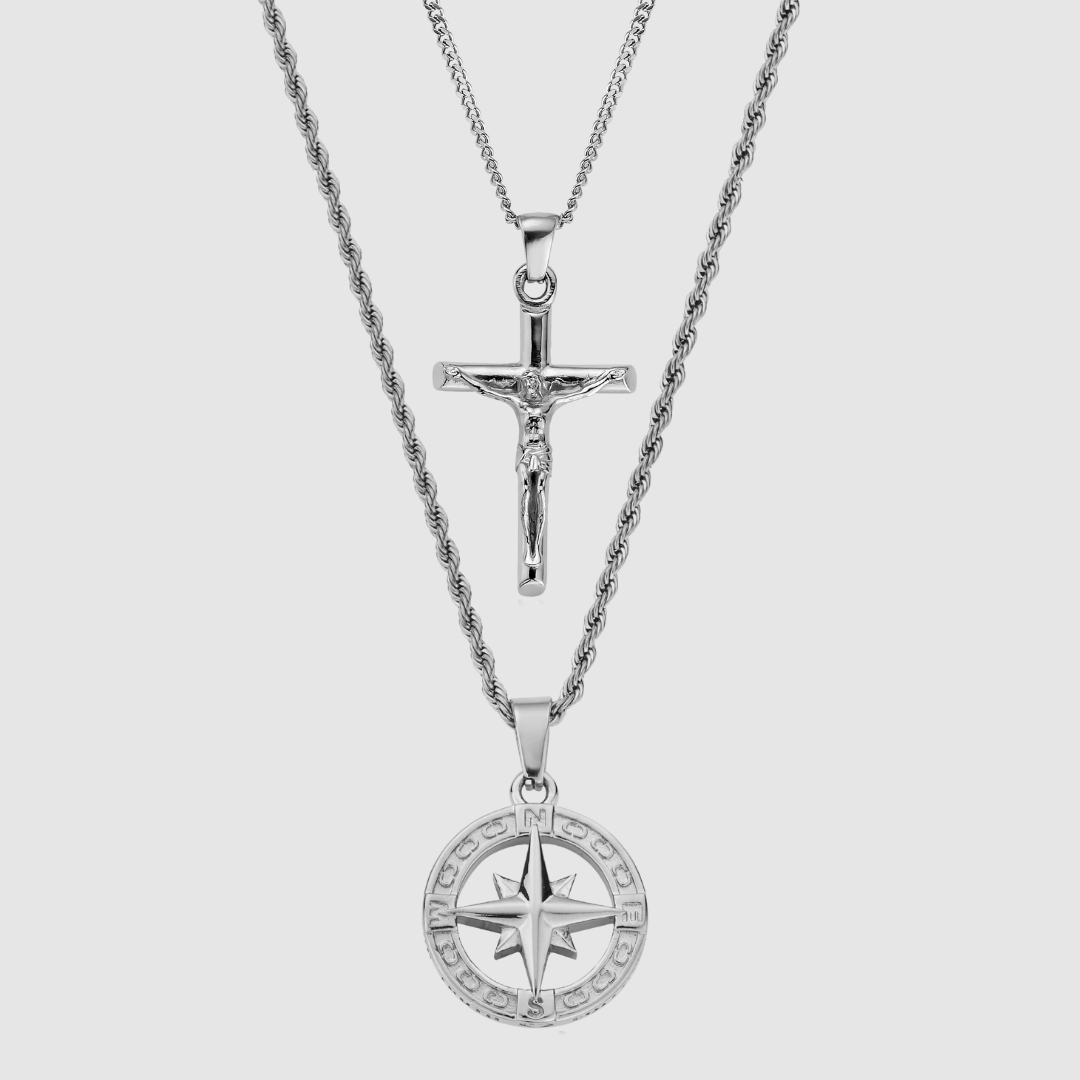 north-star-x-crucifix-set-silver